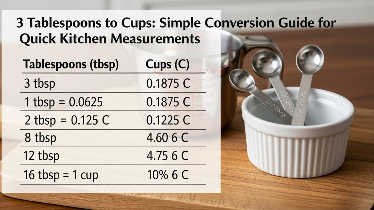 3 Tablespoons to Cups: Simple Conversion Guide for Quick Kitchen Measurements
